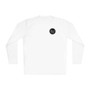 Unisex Lightweight Long Sleeve Tee with a small circular logo on the left chest that reads "CIRCLE OF CHAOS.