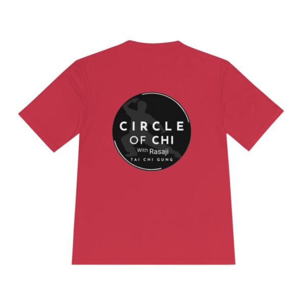 A Circle of Chi Athletic Tee with a circular "Circle of Chi with Rasaji Tai Chi Gung" logo on the back, featuring a silhouette of a person in a Tai Chi pose.